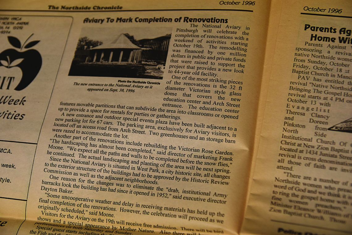From the Archives: October 1996 — Aviary to Mark Completion of Renovations From the Archives: October 1996 — Aviary to Mark Completion of Renovations